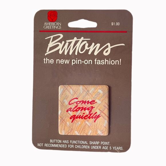 Vintage 90s American Greetings Fashion Button Orange - Picture 1 of 3